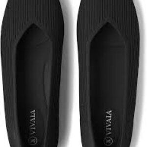 NWOT VIVAIA Margot 2.0 Square-Toe V-Cut Flats Black, Size 8.5 - EU 39.5